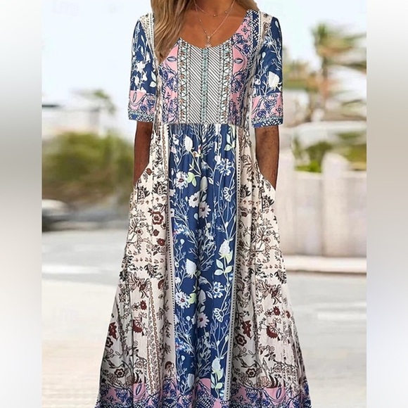 NWT Noracora Bohemian Boho Maxi Dress Charm Sz M Women - Picture 1 of 7